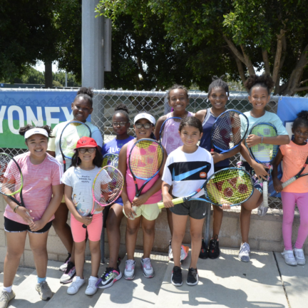 Group if tennis girls smile