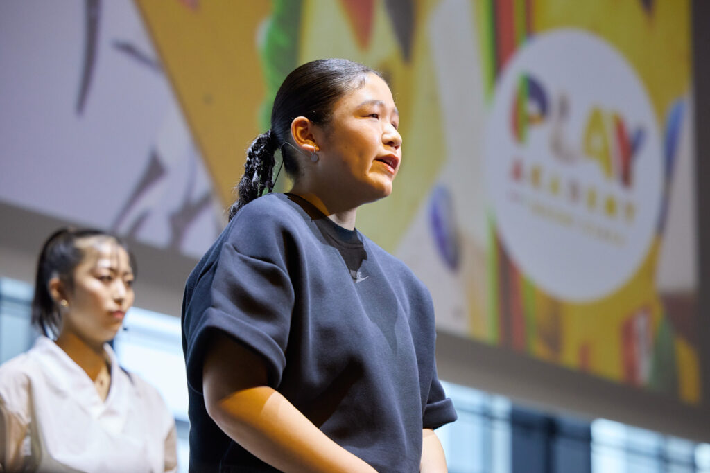 Girl speaks on stage